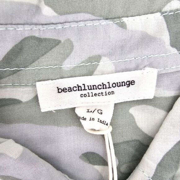 NWT Beachlunchlounge Button Down Sage Camo Shirt Size L - Picture 4 of 7